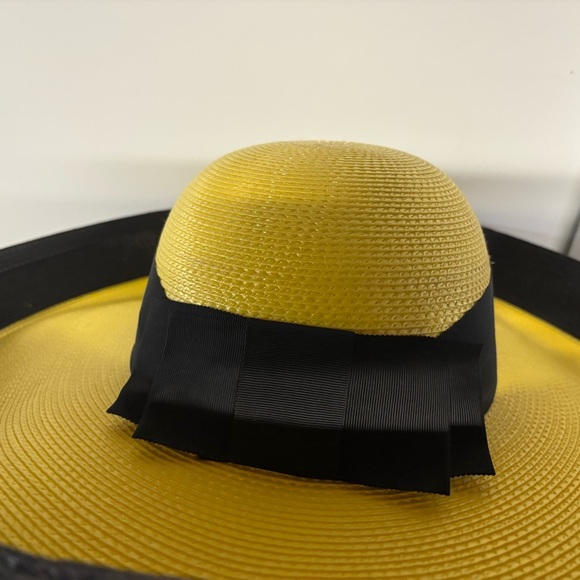 70’s Vintage ❤️Edette New York Elegant Yellow and Black Wide-Brim Hat - Picture 5 of 7